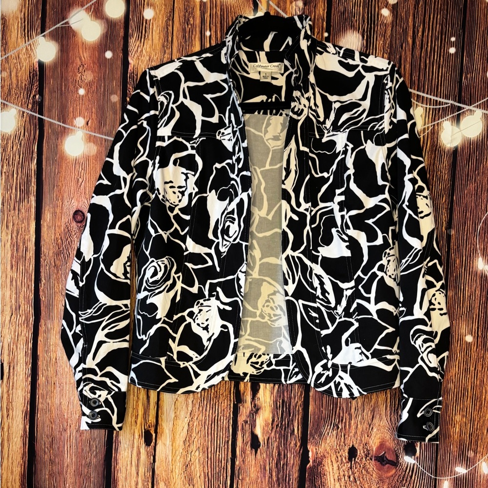 Coldwater Creek Monochrome Floral Jacket